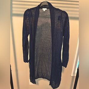 J. Jill Blue Cardigan Sweater Open-Front Long Knit